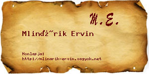 Mlinárik Ervin névjegykártya